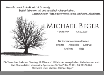 Traueranzeige von Michael Beger von MERKUR & TZ