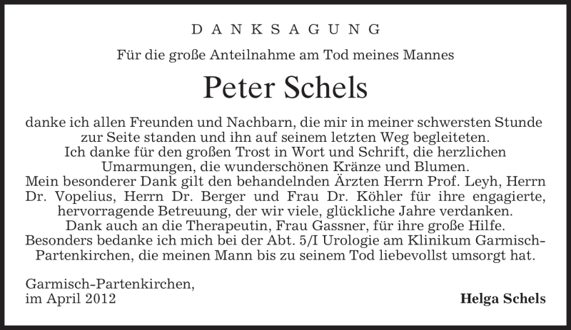 Traueranzeigen Von Peter Schels | Trauer.merkur.de