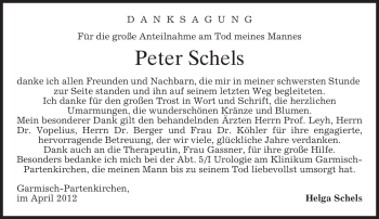 Traueranzeige von Peter Schels von MERKUR & TZ