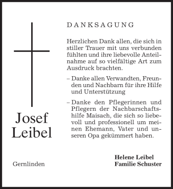 Traueranzeige von Josef Leibel von MERKUR & TZ
