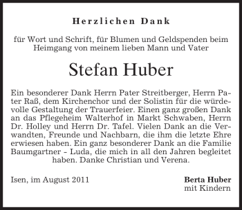 Traueranzeige von Stefan Huber von MERKUR & TZ