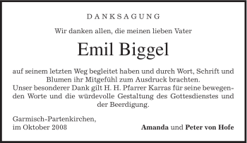 Traueranzeige von Emil Biggel von MERKUR & TZ