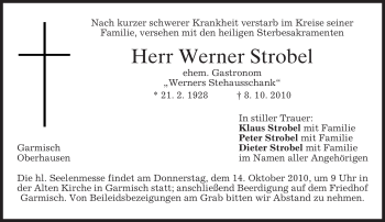 Traueranzeige von Werner Strobel von MERKUR & TZ
