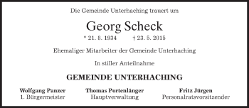 Traueranzeige von Georg Scheck von merkurtz