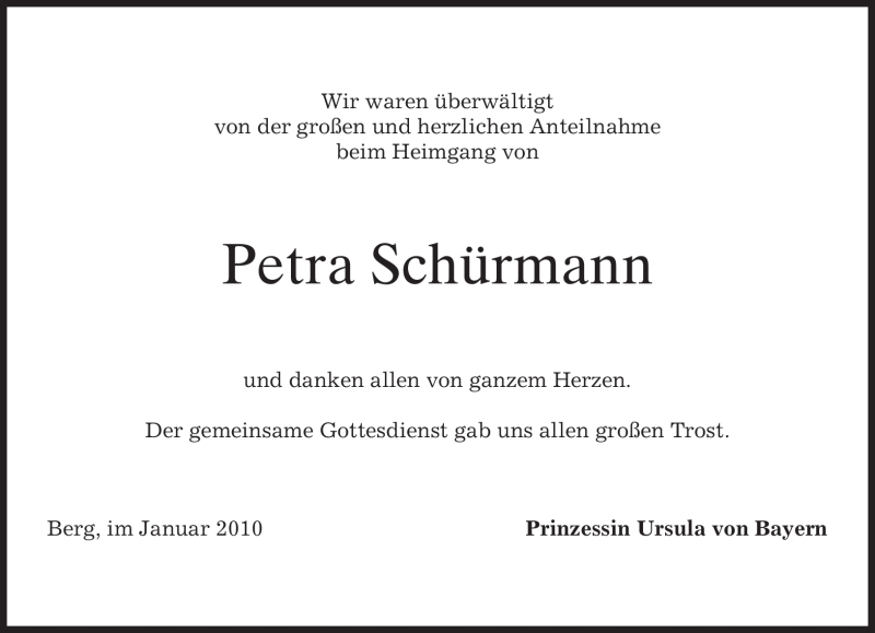  Traueranzeige für Petra Schürmann vom 30.01.2010 aus MERKUR & TZ