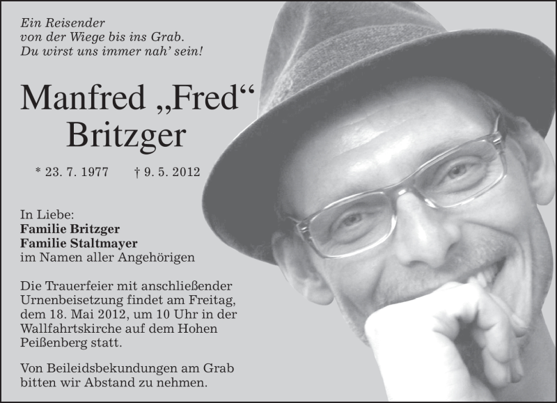  Traueranzeige für Manfred Britzger vom 16.05.2012 aus MERKUR & TZ