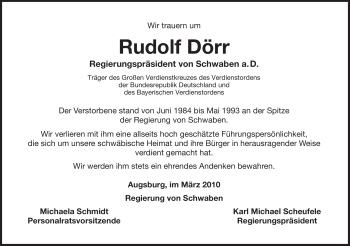 Traueranzeige von Rudolf Dörr von MERKUR & TZ