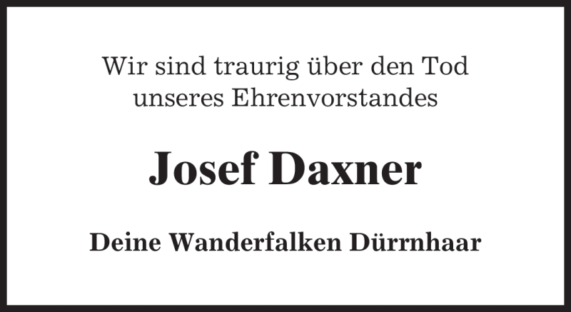  Traueranzeige für Josef Daxner vom 05.10.2009 aus MERKUR & TZ