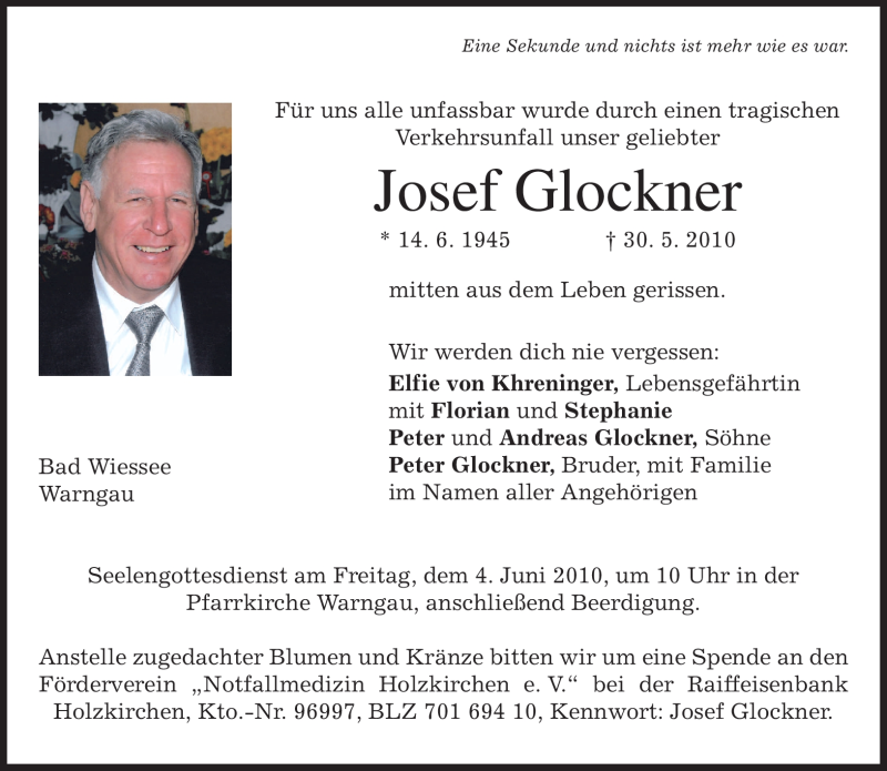  Traueranzeige für Josef Glockner vom 02.06.2010 aus MERKUR & TZ