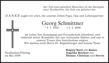 Traueranzeige von Georg Schmittner von MERKUR & TZ