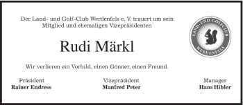 Traueranzeige von Rudi Märkl von MERKUR & TZ