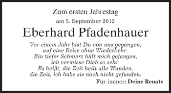 Traueranzeige von Eberhard Pfadenhauer von merkurtz