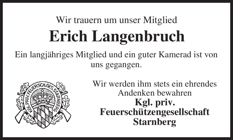  Traueranzeige für Erich Langenbruch vom 04.09.2012 aus merkurtz