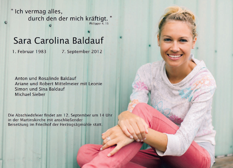  Traueranzeige für Sara Carolina Baldauf vom 10.09.2012 aus merkurtz