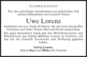 Traueranzeige von Uwe Lorenz von merkurtz