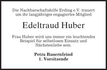 Traueranzeige von Edeltraud Huber von merkurtz