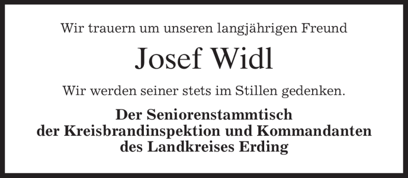  Traueranzeige für Josef Widl vom 24.02.2011 aus MERKUR & TZ