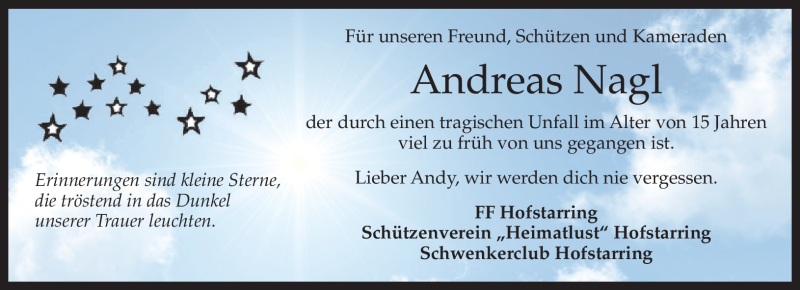  Traueranzeige für Andreas Nagl vom 13.10.2012 aus merkurtz