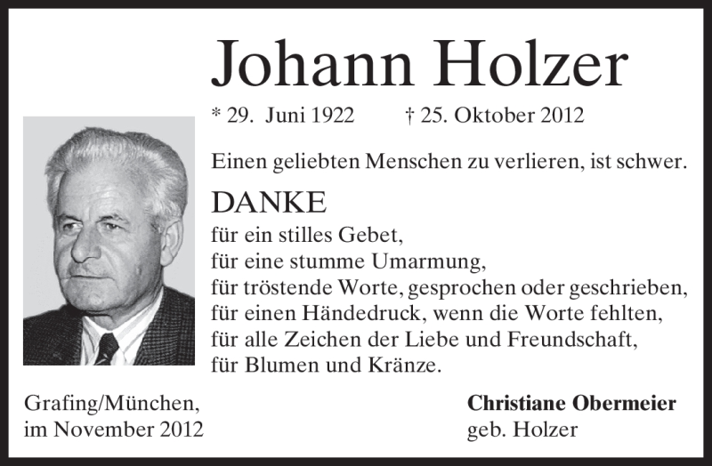 Traueranzeigen von Johann Holzer trauer.merkur.de