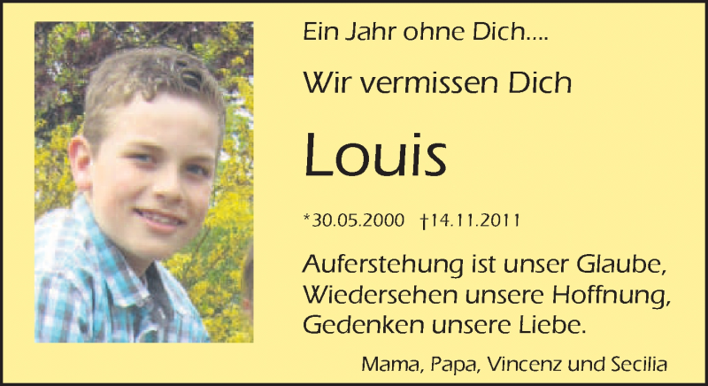  Traueranzeige für Louis Tobias Brand vom 14.11.2012 aus merkurtz