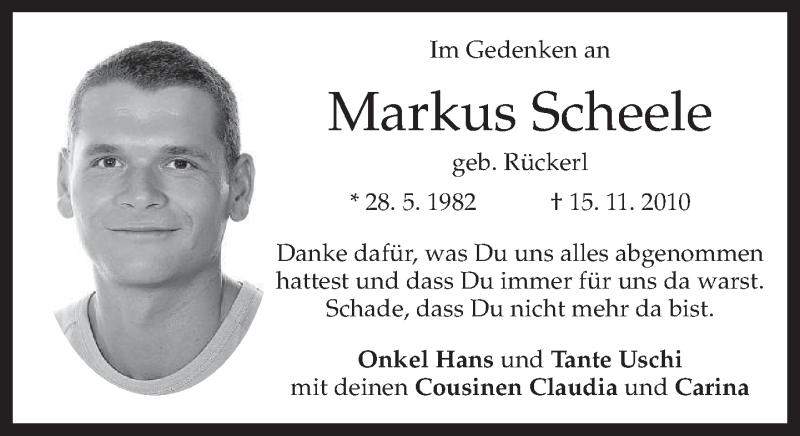  Traueranzeige für Markus Scheele vom 15.11.2012 aus merkurtz