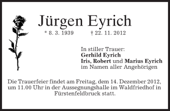 Traueranzeige von Jürgen Eyrich von merkurtz