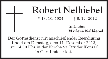 Traueranzeige von Robert Nelhiebel von merkurtz