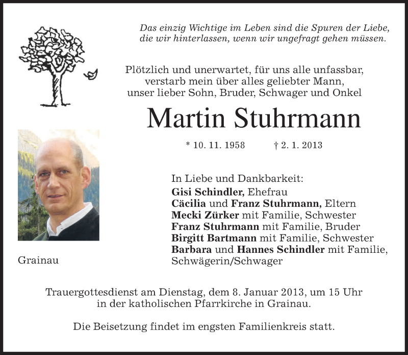 Traueranzeige für Martin Stuhrmann vom 04.01.2013 aus merkurtz