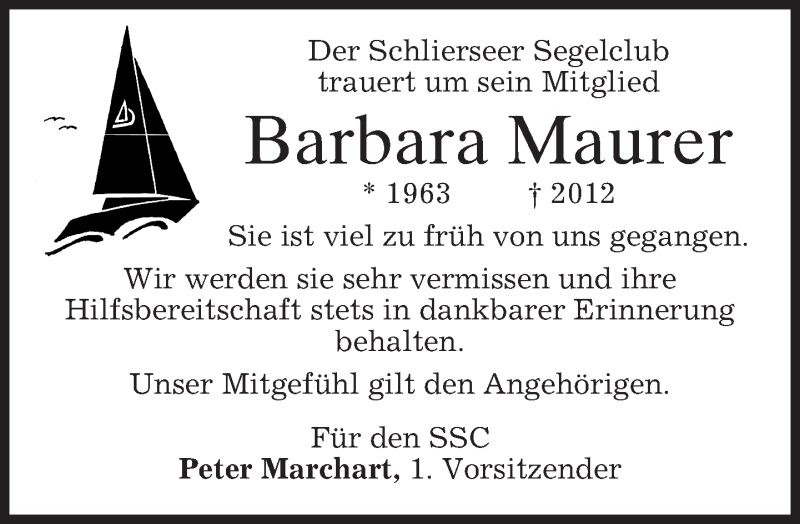  Traueranzeige für Barbara Maurer vom 05.01.2013 aus merkurtz