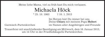 Traueranzeige von Michaela Höck von merkurtz