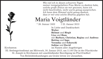 Traueranzeige von Maria Voigtländer von merkurtz