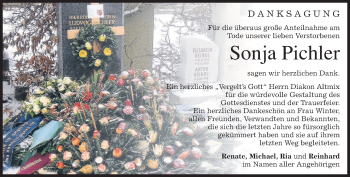 Traueranzeige von Sonja Pichler von merkurtz