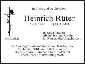 Traueranzeige von Heinrich Rüter von merkurtz