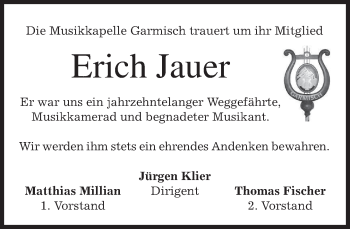 Traueranzeige von Erich Jauer von merkurtz