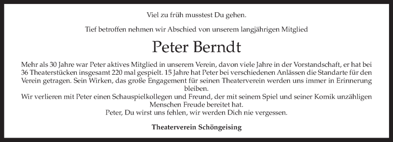  Traueranzeige für Peter Berndt vom 06.02.2013 aus merkurtz
