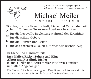 Traueranzeige von Michael Meiler von merkurtz