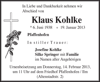 Traueranzeige von Klaus Kohlke von merkurtz