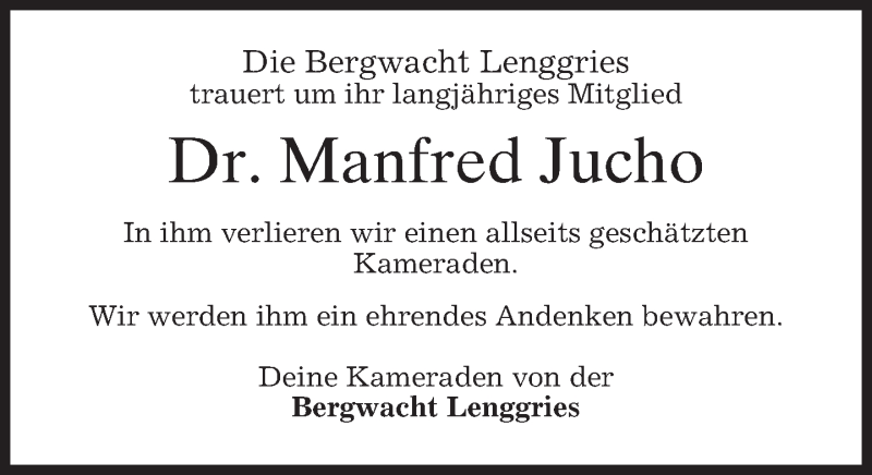  Traueranzeige für Manfred Jucho vom 20.02.2013 aus merkurtz