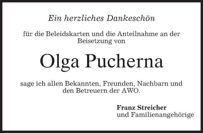  Traueranzeige für Olga Pucherna vom 27.02.2013 aus merkurtz
