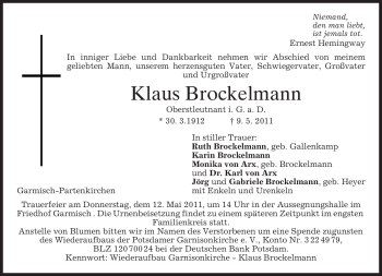 Traueranzeige von Klaus Brockelmann von MERKUR & TZ