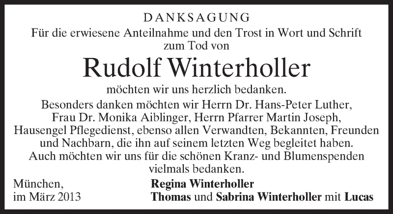  Traueranzeige für Rudolf Winterholler vom 09.03.2013 aus merkurtz
