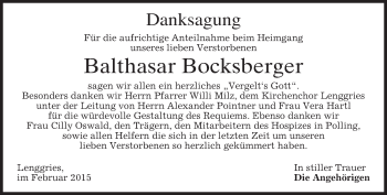 Traueranzeigen Von Balthasar Bocksberger | Trauer.merkur.de