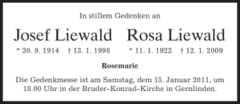 Traueranzeige von Rosa Liewald von MERKUR & TZ