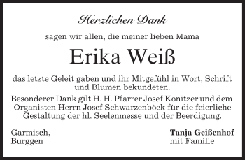 Traueranzeige von Erika Weiß von merkurtz