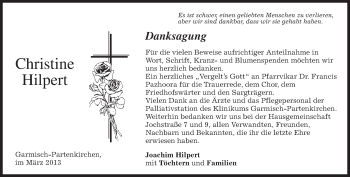 Traueranzeige von Christine Hilpert von merkurtz