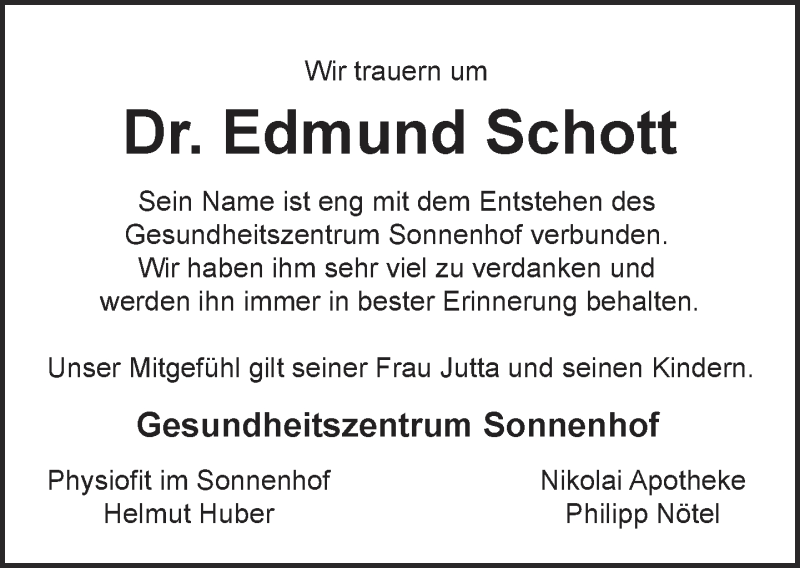  Traueranzeige für Edmund Schott vom 13.04.2013 aus merkurtz