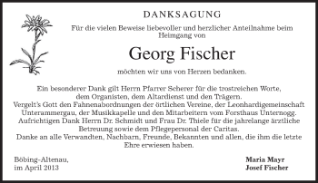 Traueranzeige von Georg Fischer von merkurtz