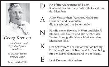 Traueranzeige von Georg Kreuzer von merkurtz