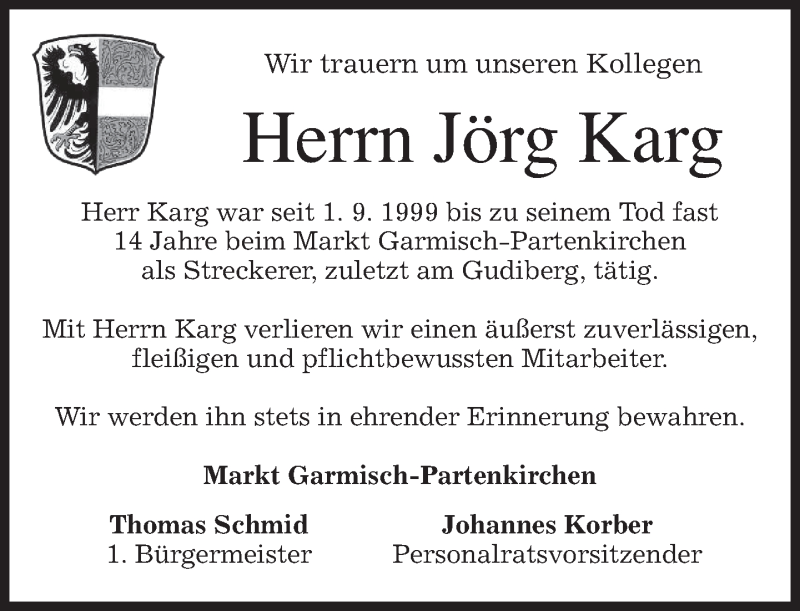  Traueranzeige für Jörg Karg vom 04.06.2013 aus merkurtz
