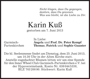 Traueranzeige von Karin Kuß von merkurtz
